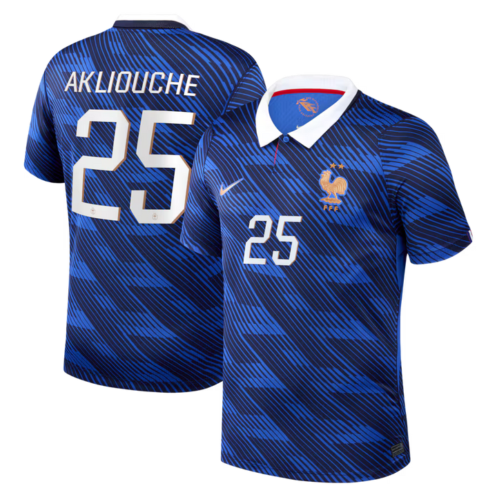 Maillot France Nike FFF Domicile Stadium 26 avec flocage Akliouche 25